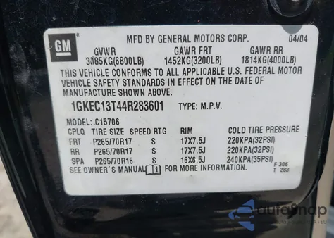 2004 GMC Yukon Slt z USA, uszkodzony, nr VIN 1GKEC13T44R283601